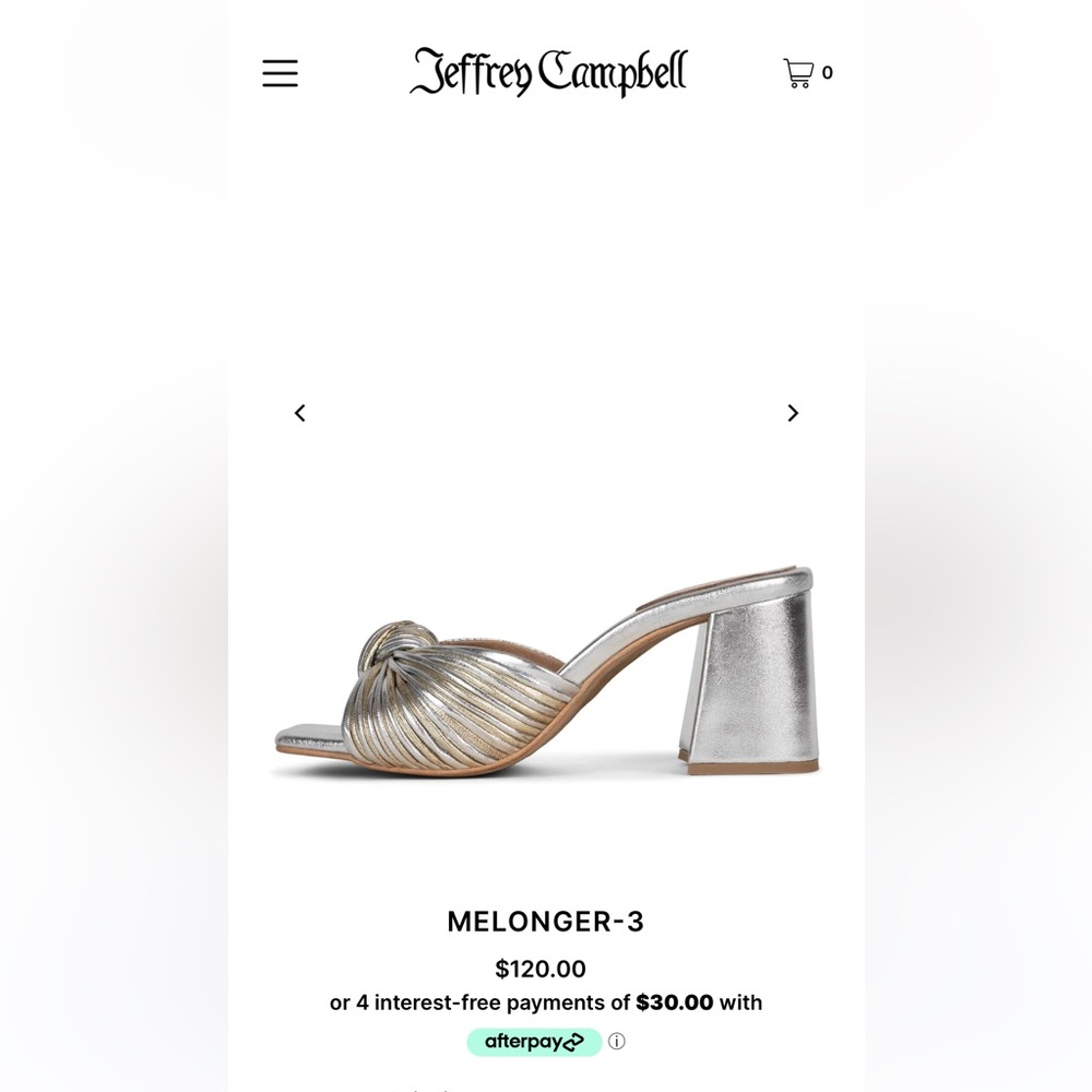 Jeffrey Campbell Silver and Gold Block Heel Mules
